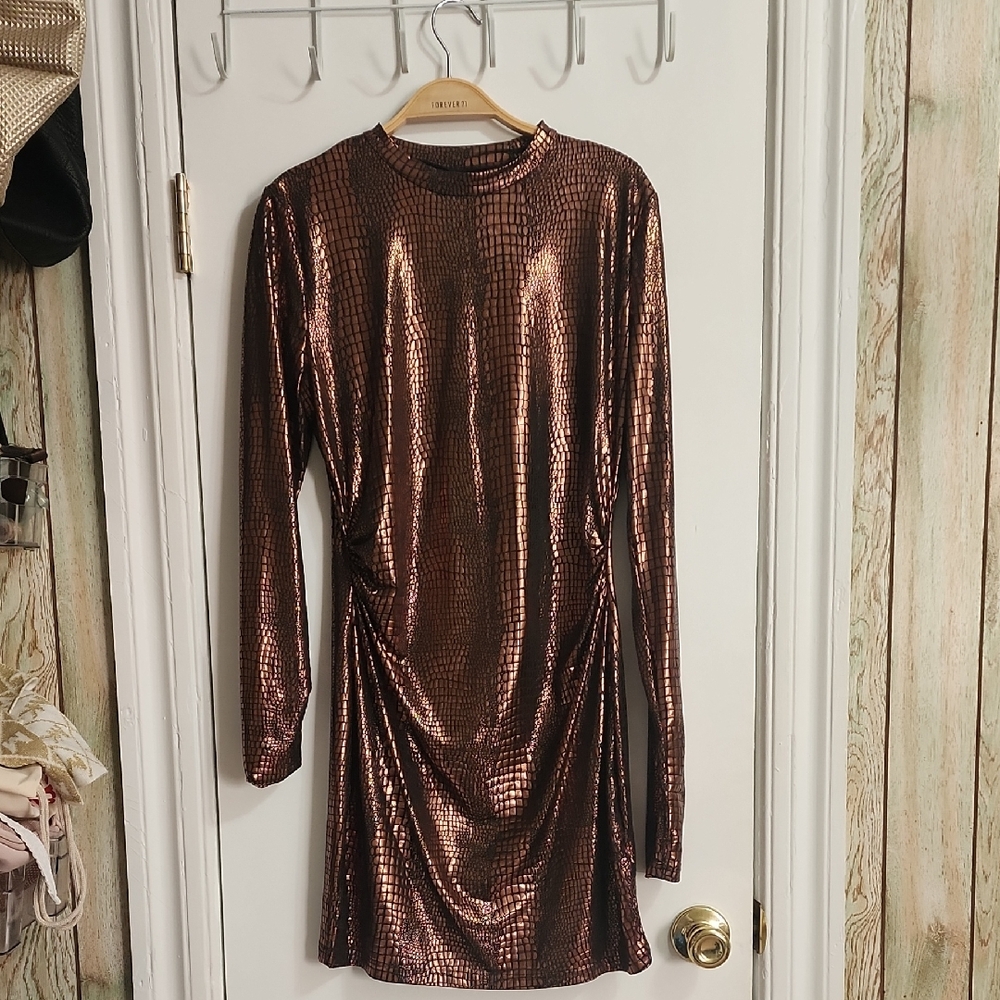 Metallic Long Sleeve Dress